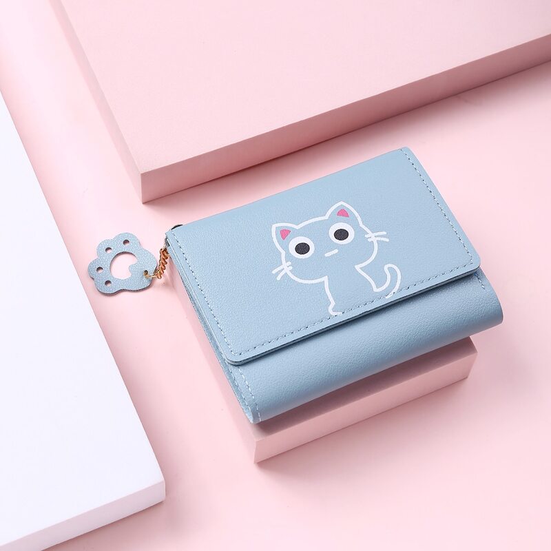 

Cartoon Cat Purse, Baby blue