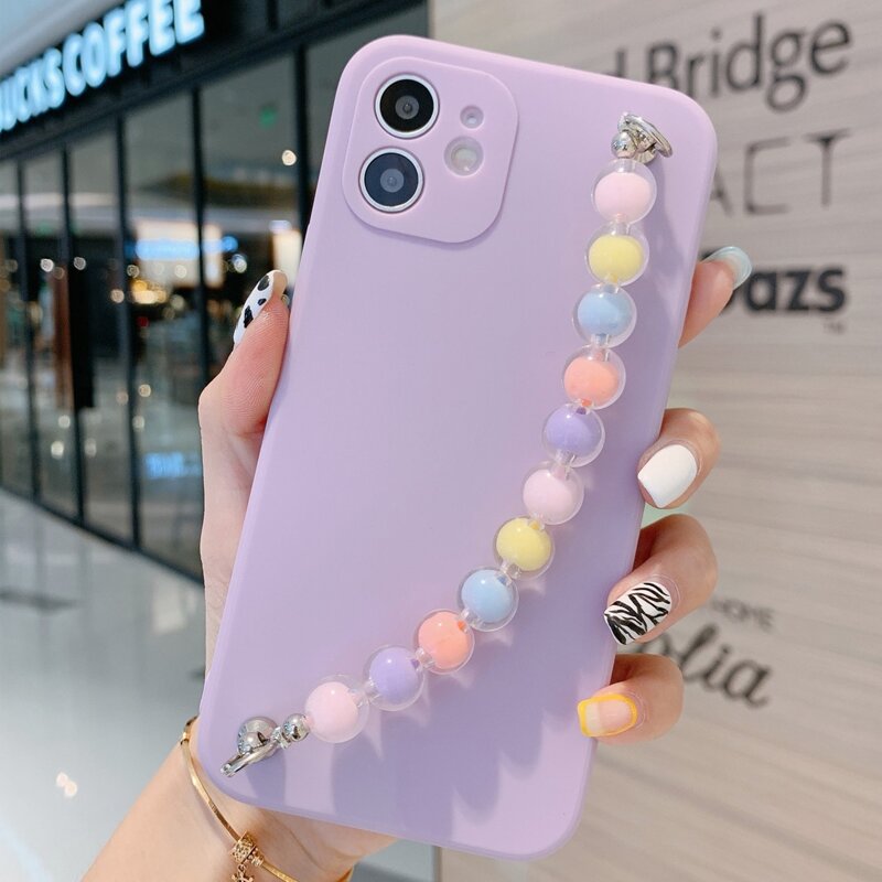 

Beaded Hand Strap Phone Case, Purple