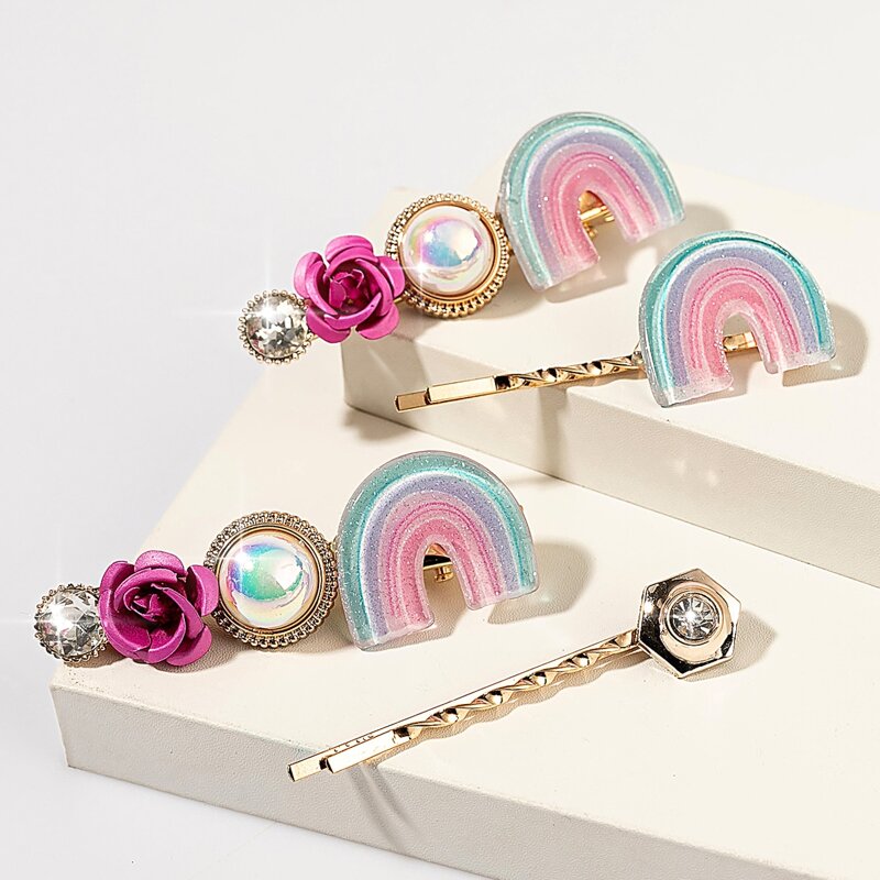 

4pcs Flower Decor Hair Clip, Multicolor