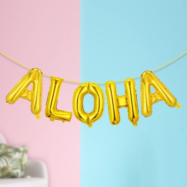 

6pcs Letter Design Balloon, Gold