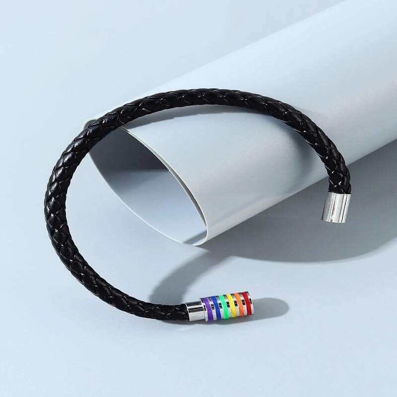 

Guys Rainbow Braided Bracelet, Black