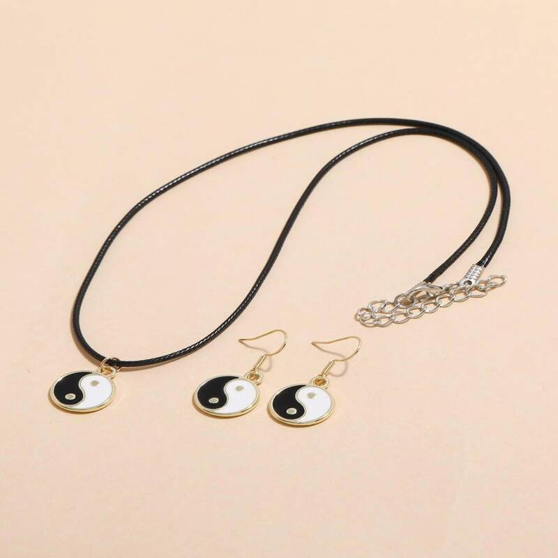 

3pcs Yin & Yang Jewelry Set, Black and white