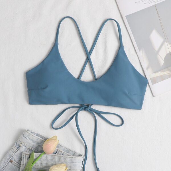 

Solid Halter Bikini Top, Dusty blue