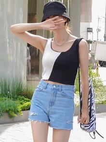 DAZY Shorts mezclilla desgarro bajo crudo - Lavado ligero - Ver 3