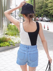 DAZY Shorts mezclilla desgarro bajo crudo - Lavado ligero - Ver 6