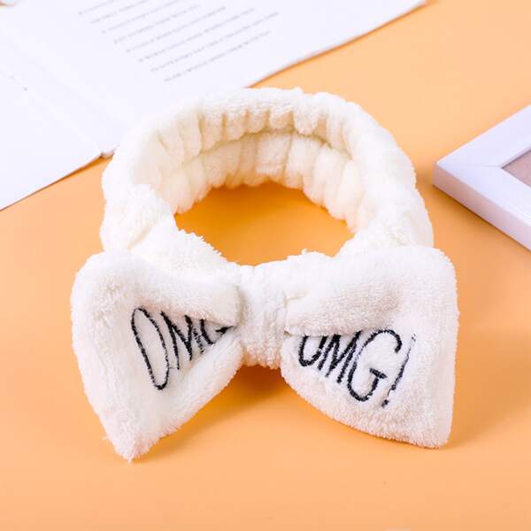 

Kids Letter Embroidery Bath Headband, White