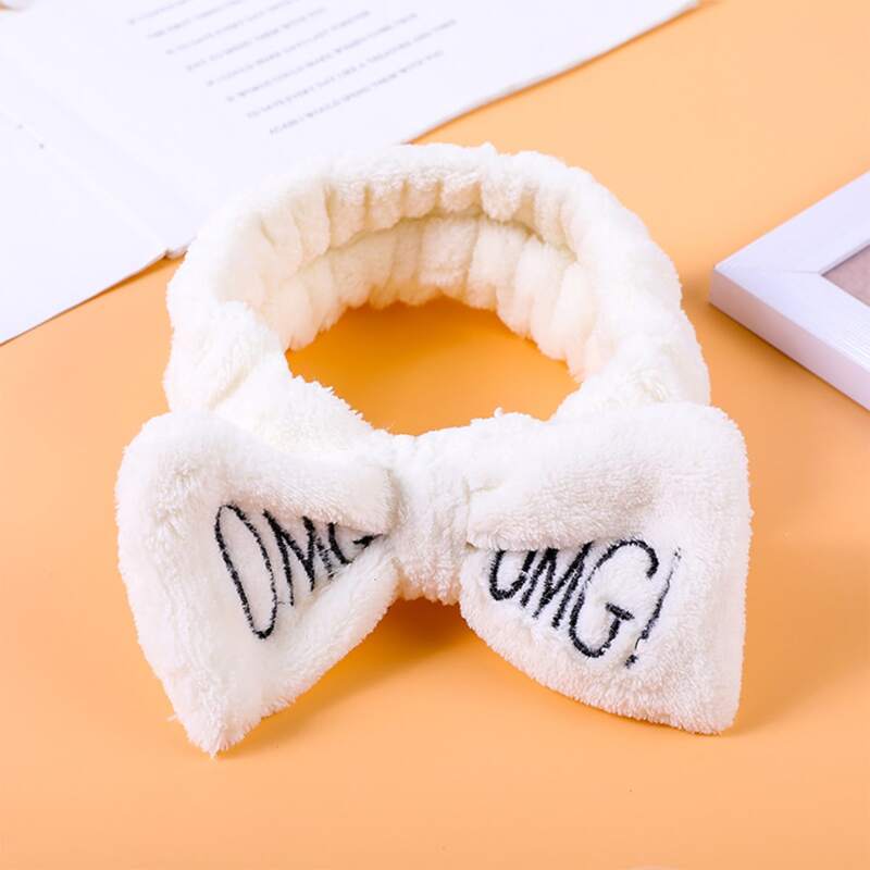 

Kids Letter Embroidery Bath Headband, White