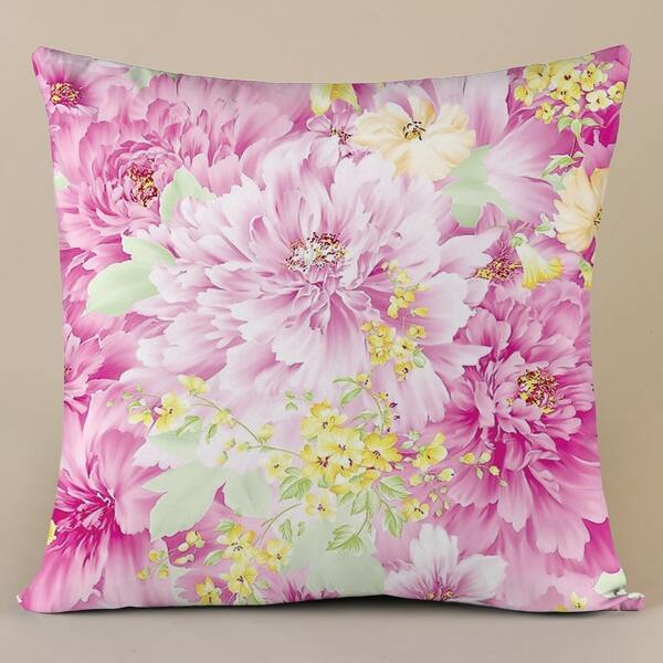 

Flower Print Cushion Cover Without Filler, Multicolor