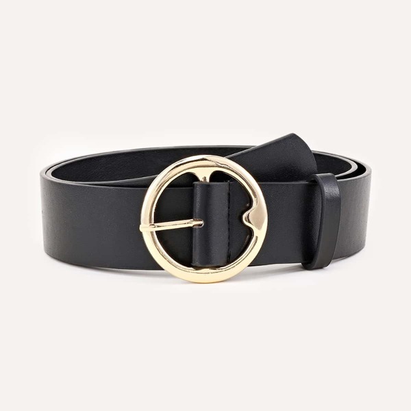 

Round Buckle Belt, Black