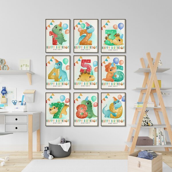 

Kids Cartoon Dinosaur Print Unframed Painting, Multicolor