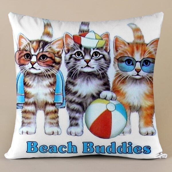 

Cat Print Cushion Cover Without Filler, Multicolor