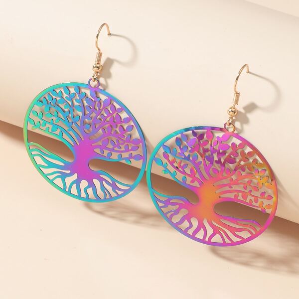 

Hollow Round Drop Earrings, Multicolor