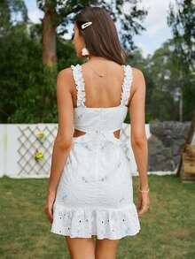 Double Crazy Đầm Cắt ra Hoa Boho - trắng - Xem 2