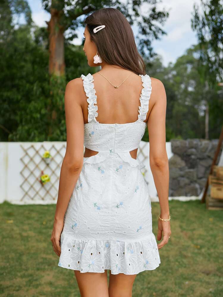 Double Crazy Đầm Cắt ra Hoa Boho - trắng - Xem 2