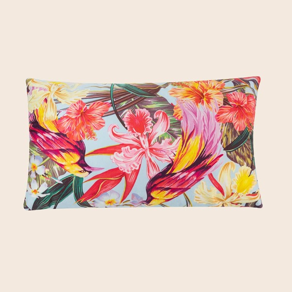 

Flower Print Lumbar Pillowcase Without Filler, Multicolor