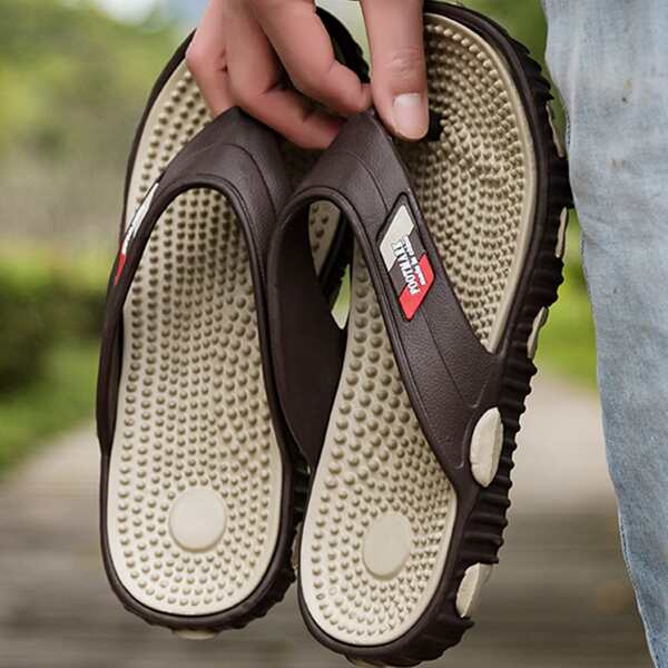

Men Letter Graphic Flip Flops, Brown