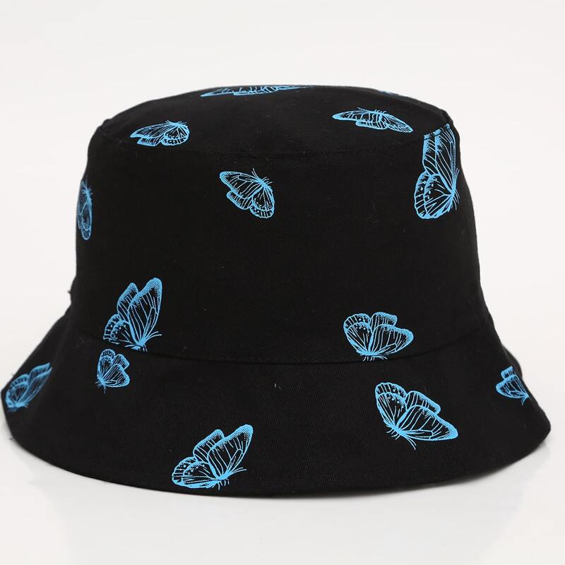 

Butterfly Pattern Bucket Hat, Black