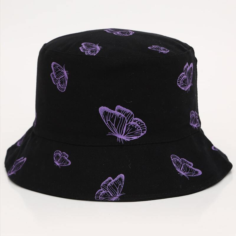 

Butterfly Pattern Bucket Hat, Black