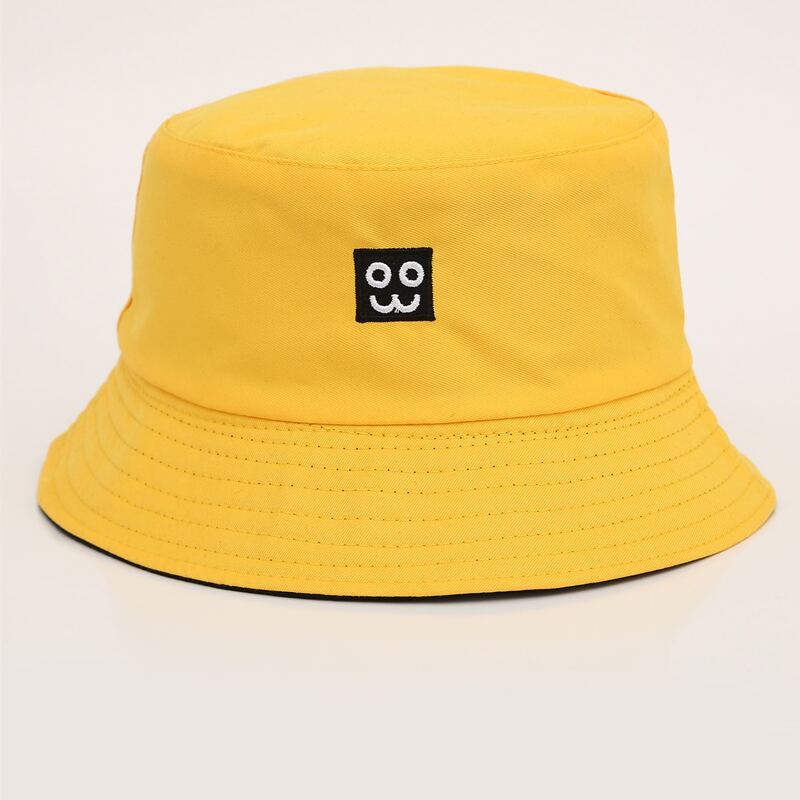 

Graphic Embroidery Reversible Bucket Hat, Yellow