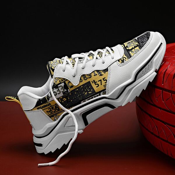 

Men Letter Graphic Lace Up Decor Sneakers, Multicolor