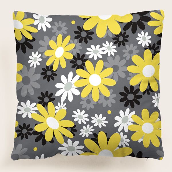 

Flower Print Cushion Cover Without Filler, Multicolor
