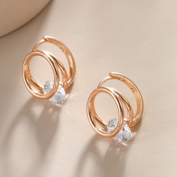

Zircon Decor Earrings, Gold
