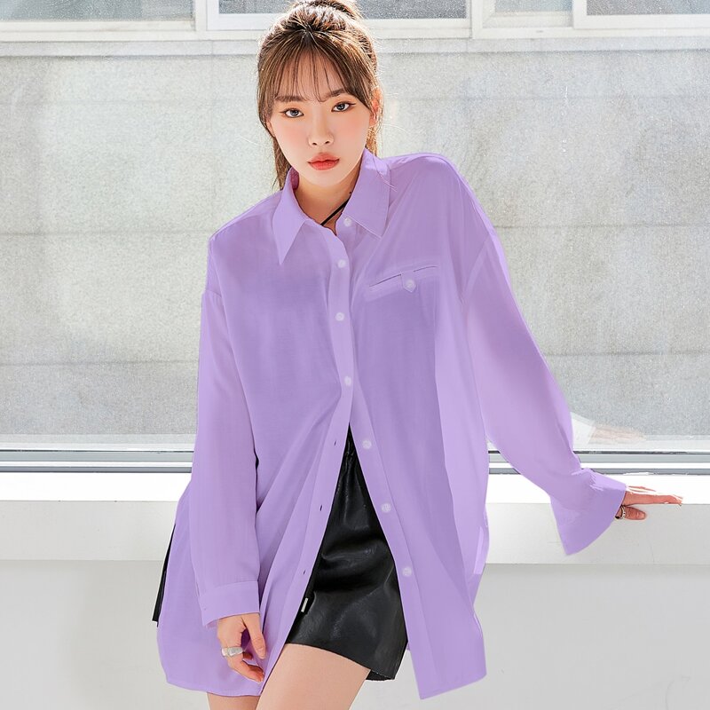 

Oversized Drop Shoulder Tunic Blouse, Lilac purple