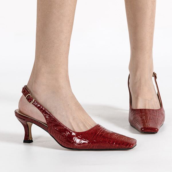 

Square Toe Slingback Pumps, Burgundy