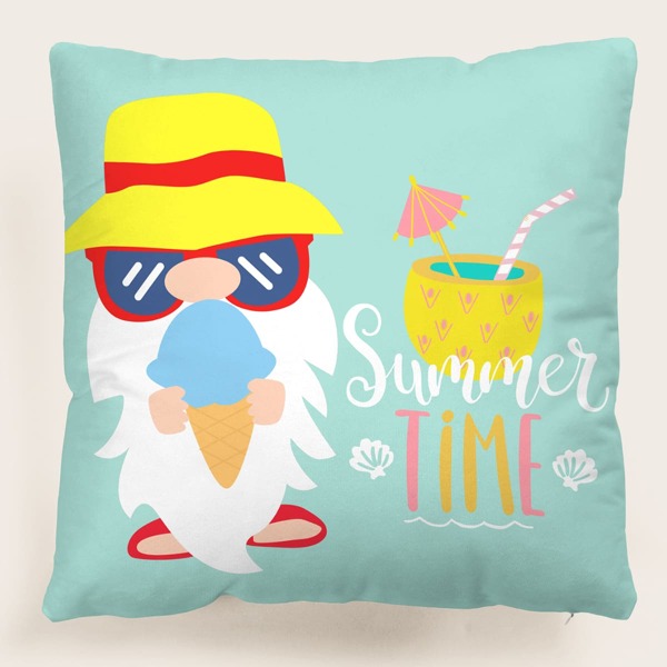 

Cartoon Graphic Cushion Cover Without Filler, Multicolor
