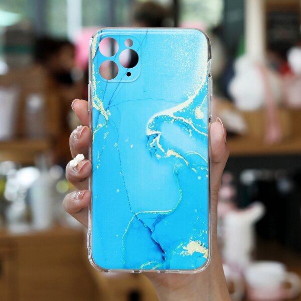 

Marble Pattern Phone Case, Blue