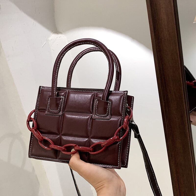 

Chain Decor Satchel Bag, Burgundy