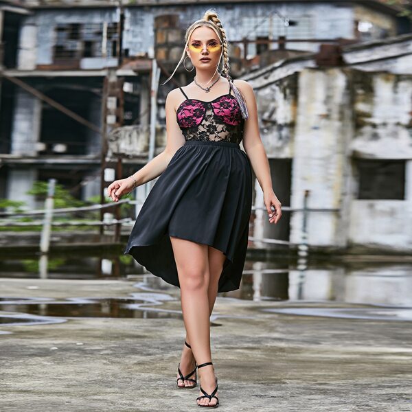 

Plus High Low Hem Skirt, Black