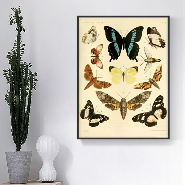 

Butterfly Print Unframed Painting, Multicolor