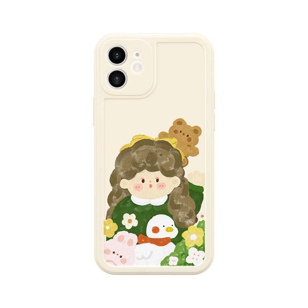 

Cartoon Girl Painted Phone Case, Multicolor