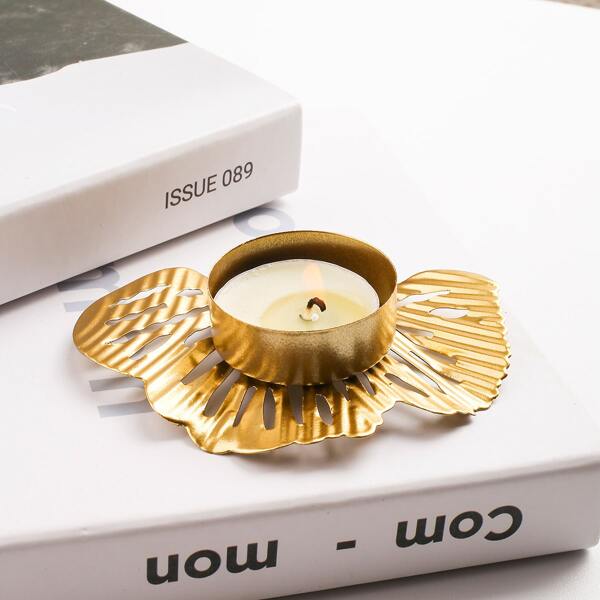 

Leaf Design Candle Holder, Gold