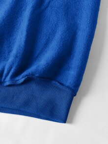SHEIN BASICS Pullover de hombros caídos forro polar - Azul - Ver 4