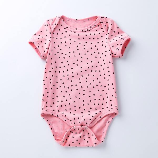 

Baby Girl Confetti Heart Print Bodysuit, Dusty pink