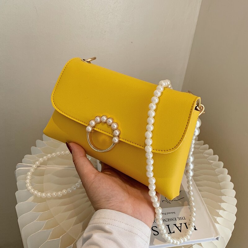 

Faux Pearl Beaded Crossbody Bag, Yellow
