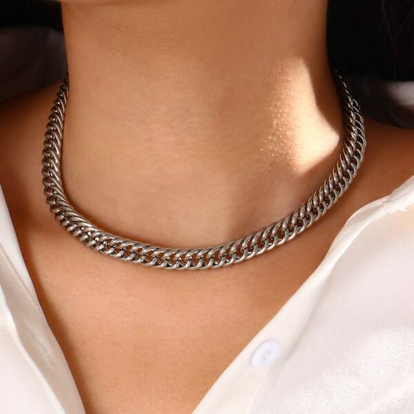 

Simple Chain Necklace, Silver