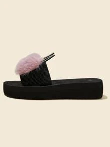 Zapatillas Esponjosas Con Decoración De Pedrería Para Niñas - Rosa - Ver 5