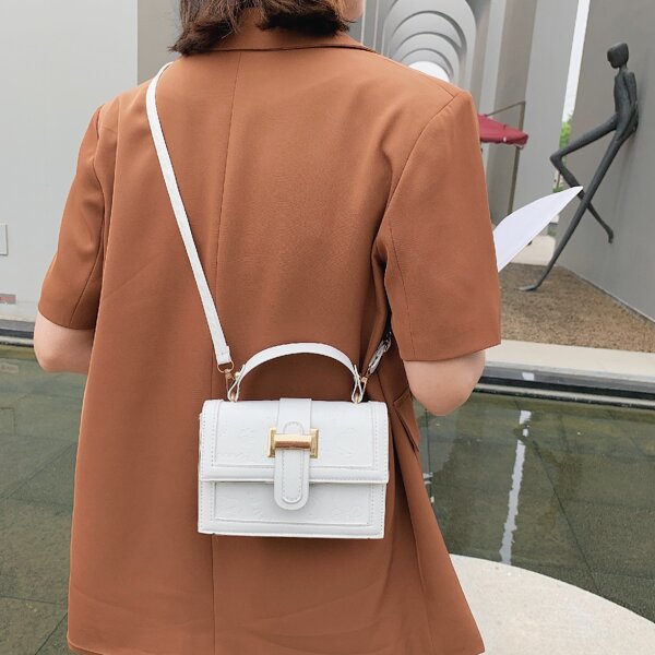 

Cartoon Embossed Flap Satchel Bag, White
