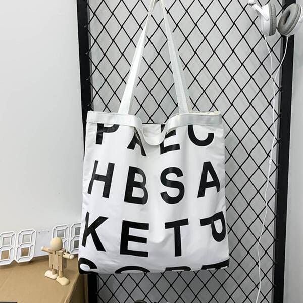 

Letter Graphic Shopper Bag, White