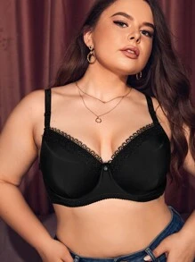 Sujetador ribete con encaje con aro - Negro - Ver 1