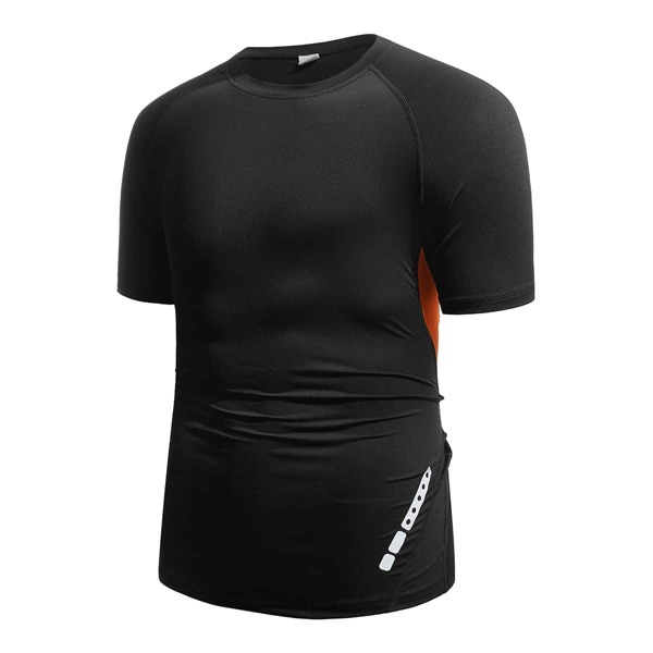 

Men Polka Dot Colorblock Sports Tee, Black