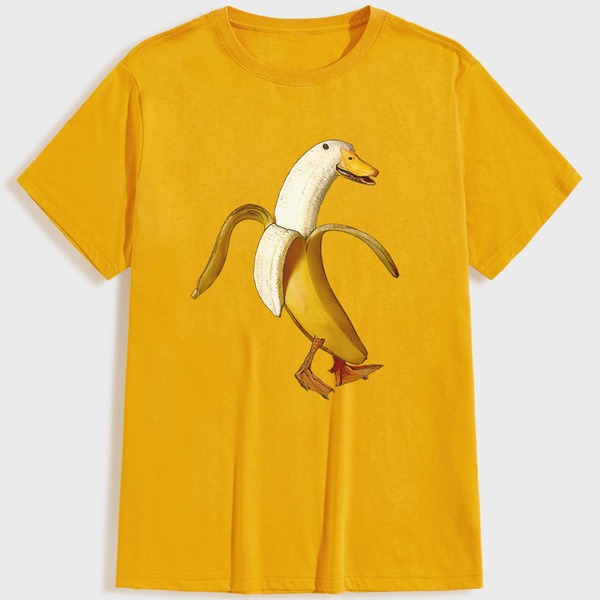 

Men Animal & Fruit Print Tee, Yellow
