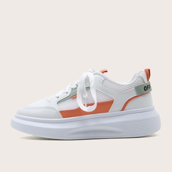 

Letter Graphic Lace-up Front Sneakers, White
