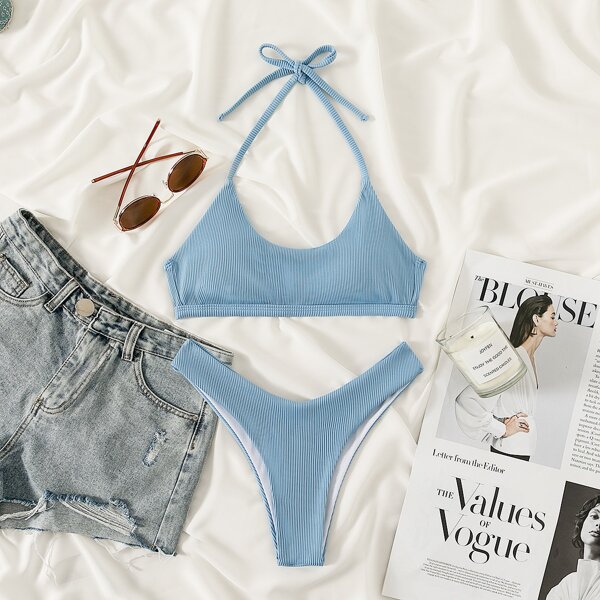 

Halter Bikini Swimsuit, Baby blue