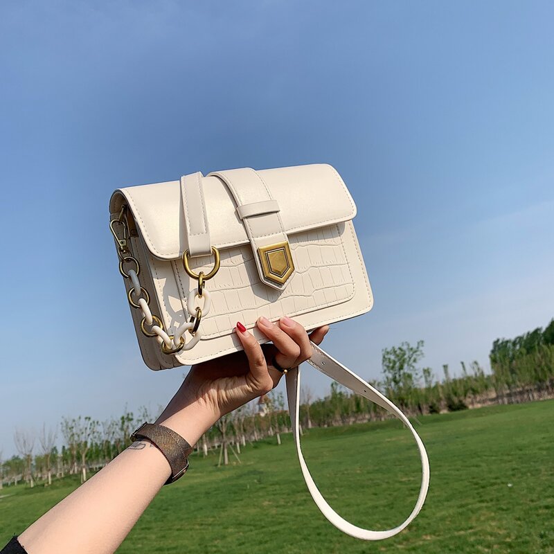 

Chain Flap Crossbody Bag, White