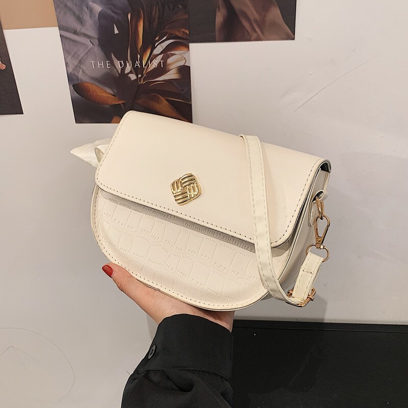 

Flap Embossed Crossbody Bag, White