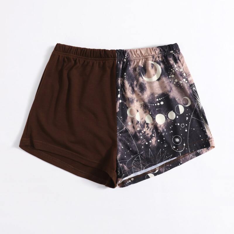 

Moon Graphic Contrast Tie Dye Shorts, Multicolor